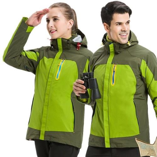 2016新款透气户外服装冲锋衣加厚抓绒内胆三合一运动外套男士绿色